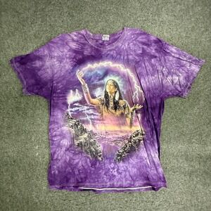 The Mountain Native American Woman Lightning Shirt XL Purple Tie Dye Graphic VTG